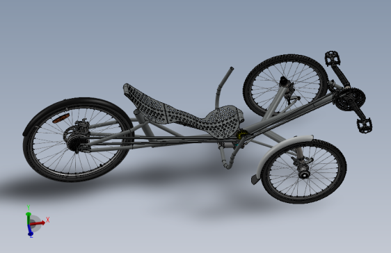 横卧三轮车（SW设计） 3D模型SolidWorks三维设计图