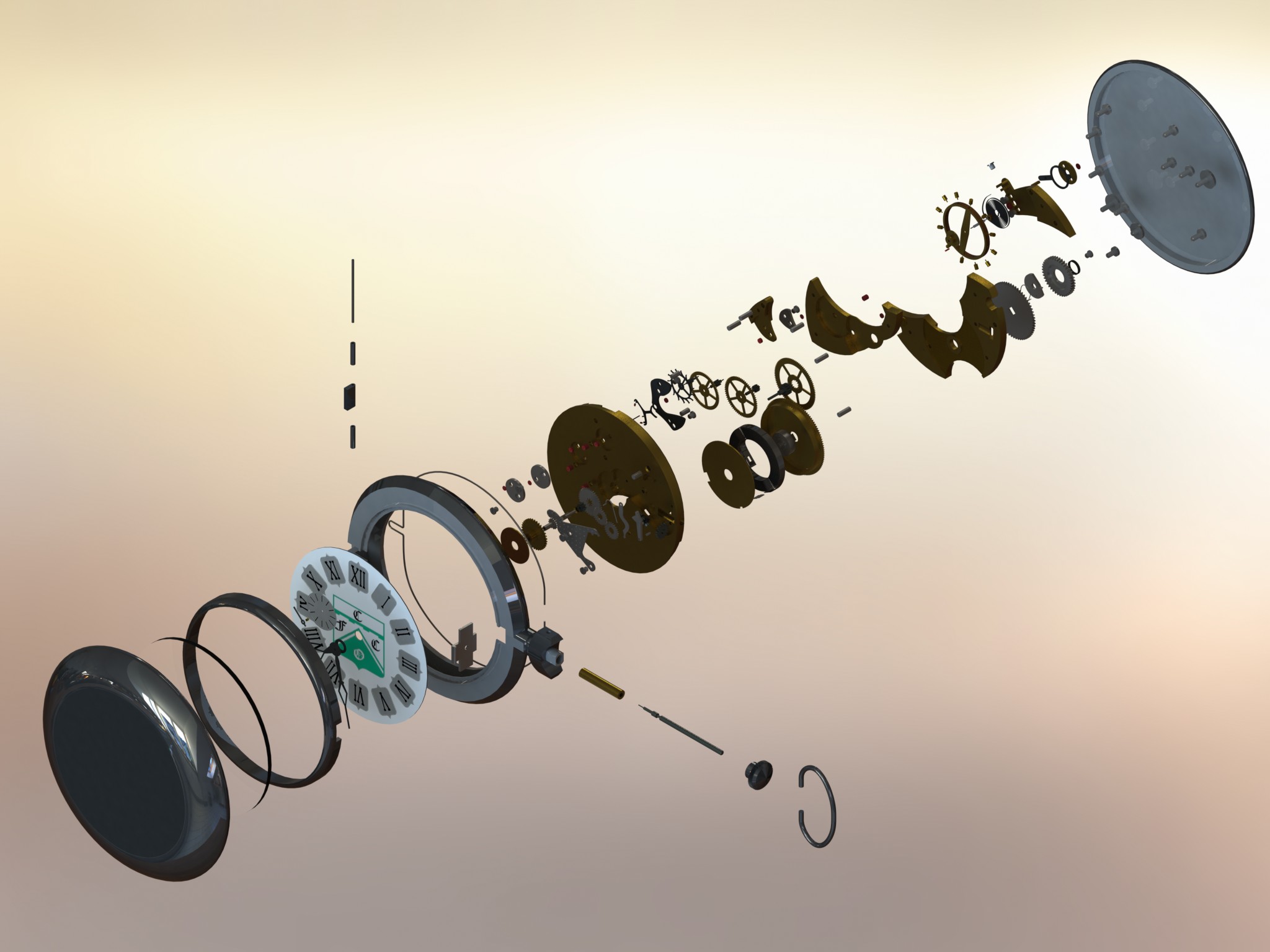 怀表 3D模型SolidWorks三维设计图
