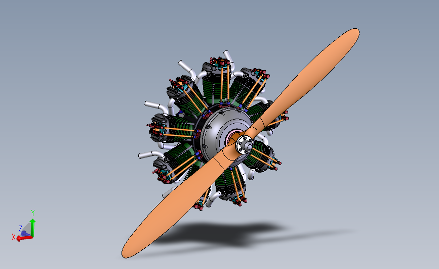 航空活塞发动机(九缸) 3D模型SolidWorks三维设计图