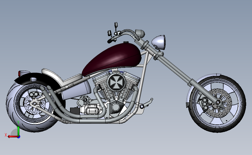 哈雷摩托 3D模型SolidWorks三维设计图