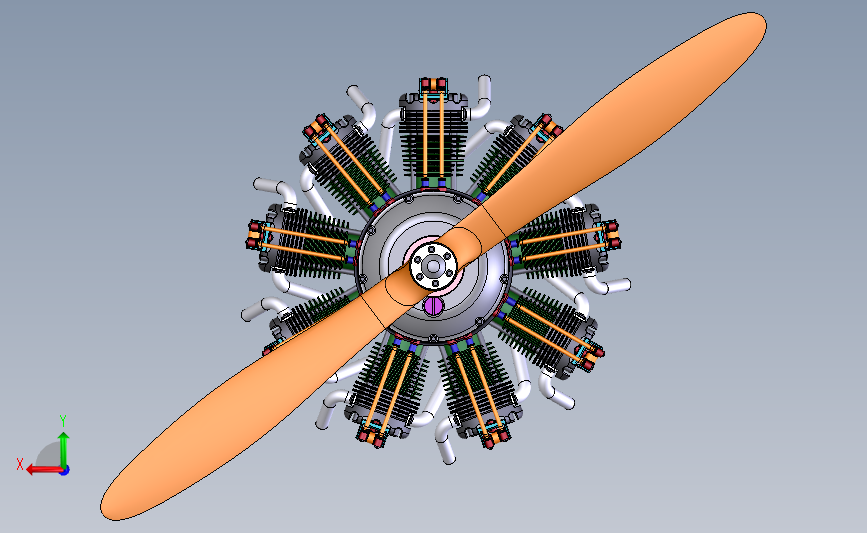 航空活塞发动机(九缸) 3D模型SolidWorks三维设计图