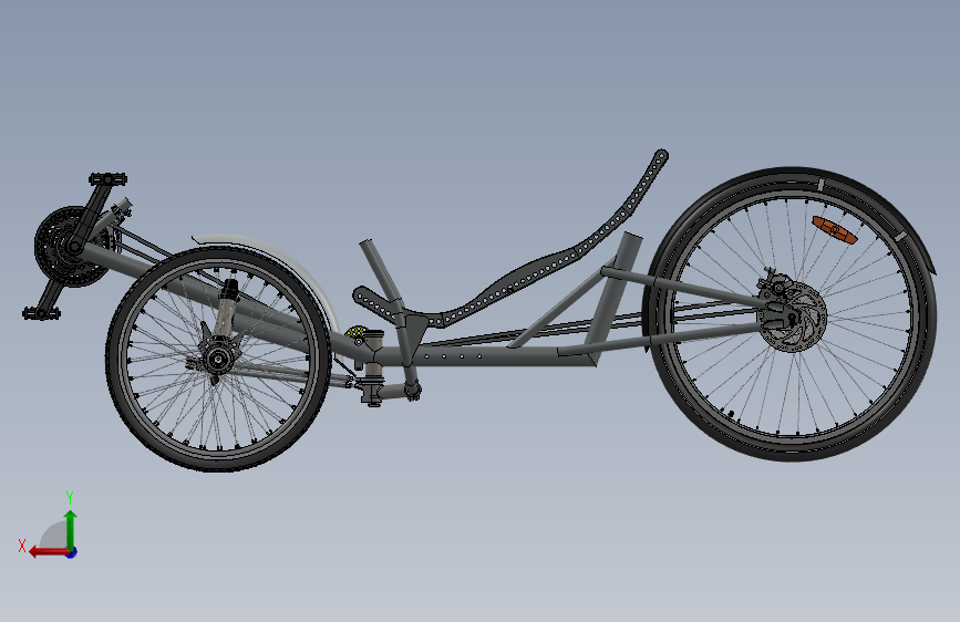 横卧三轮车(SW设计) 3D模型SolidWorks三维设计图