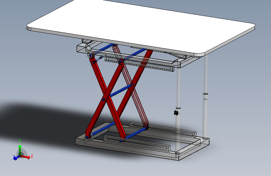 工作台高度调整机构 3D模型SolidWorks三维设计图