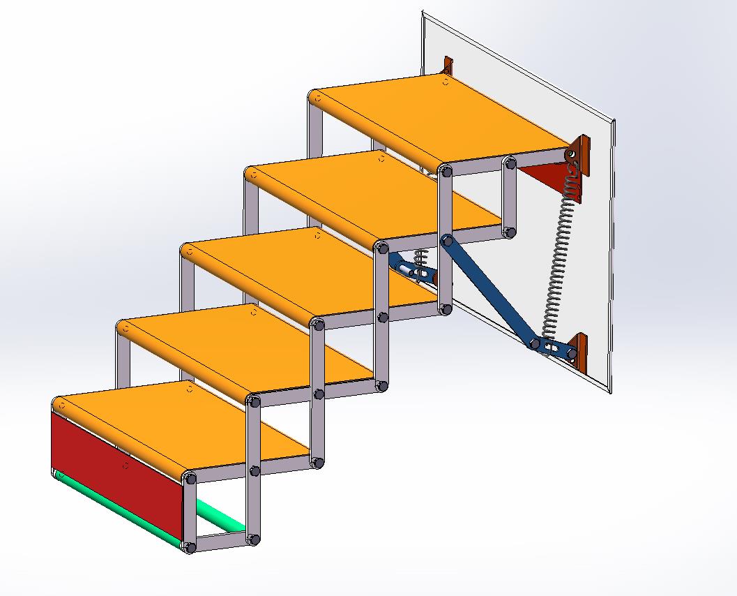多连杆平行四边形-手动伸缩梯