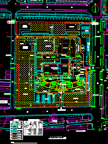 医院总平面图（含图例表和总图主要技术数椐表）