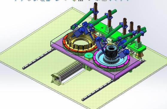 无杆气缸伸缩上料-伺服齿轮同步旋转-自动升降涂抹润滑脂装置