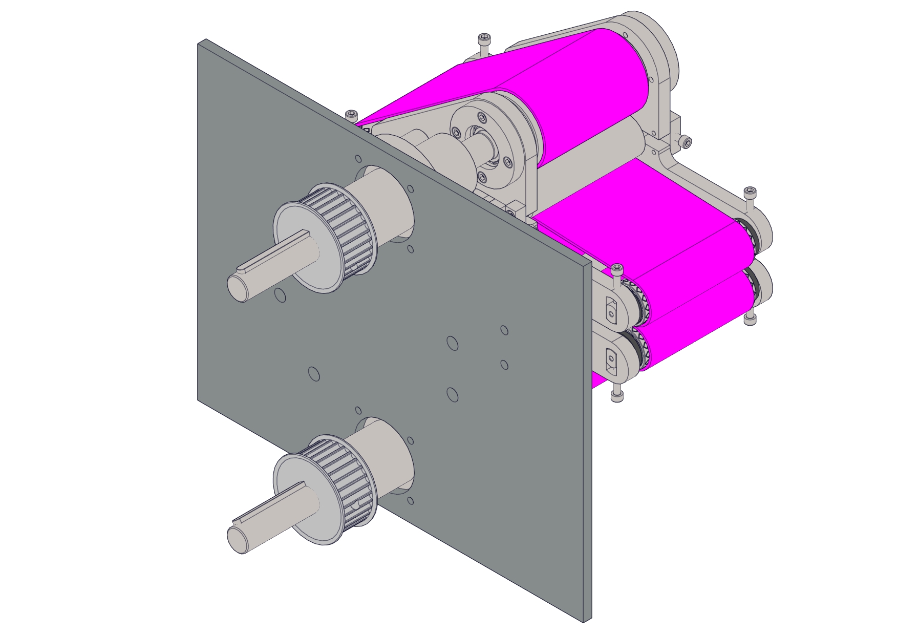 对夹皮带输送机构