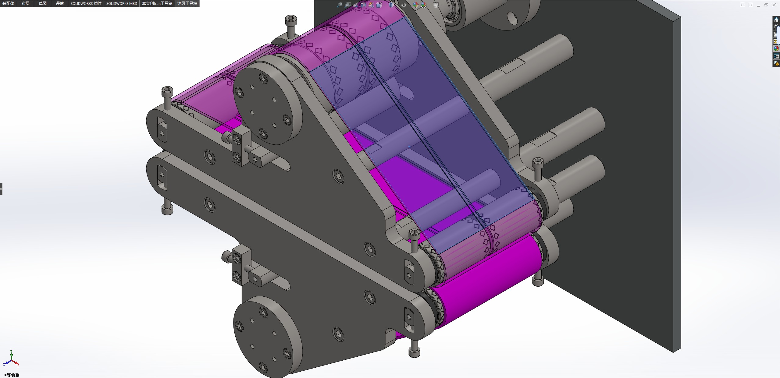 对夹皮带输送机构