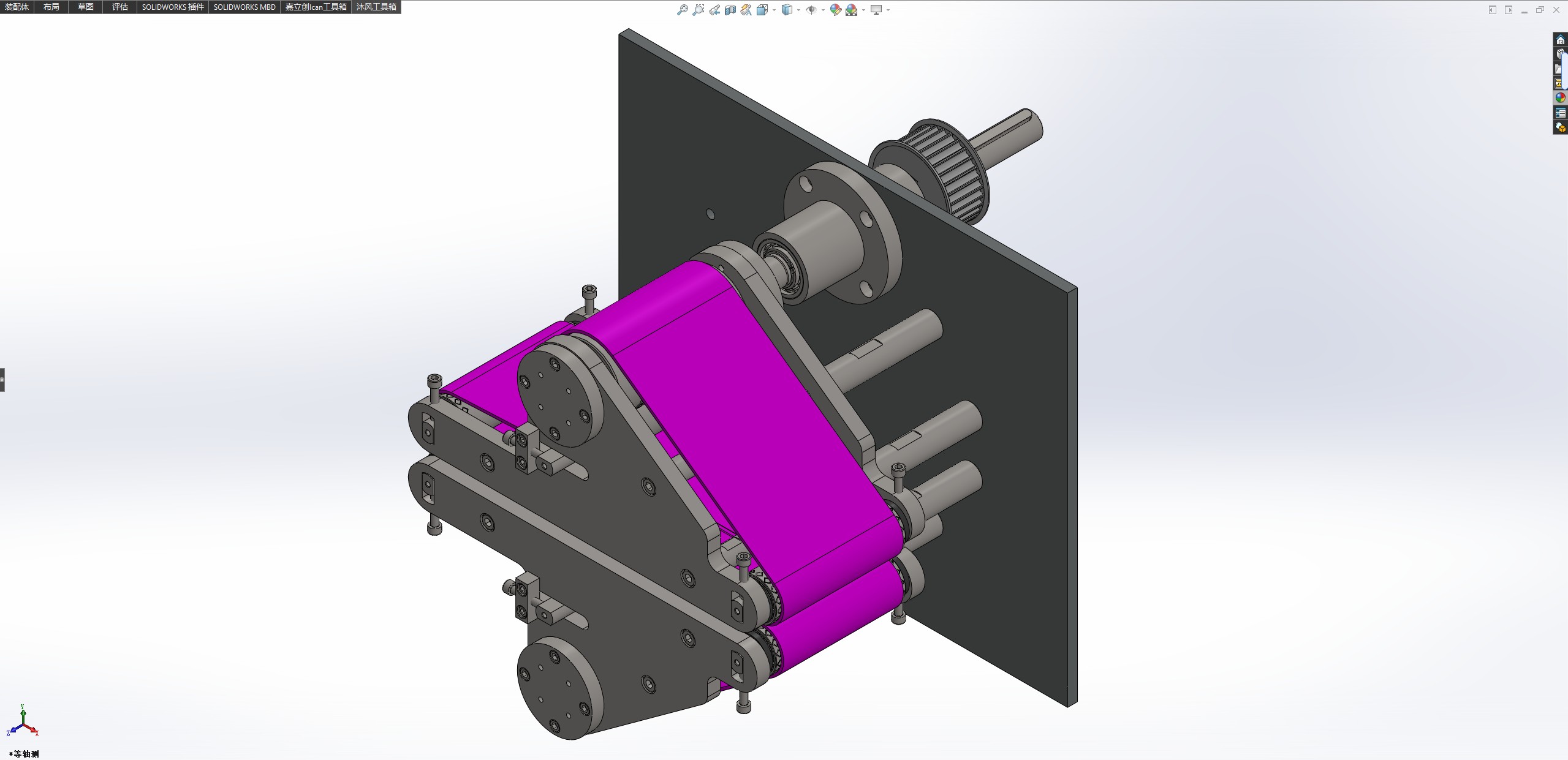 对夹皮带输送机构