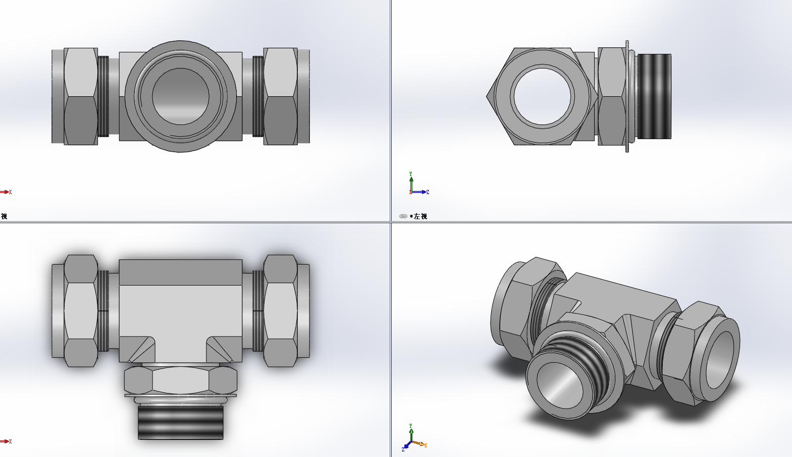 5款BTS型卡套式至SAE接头支管三通