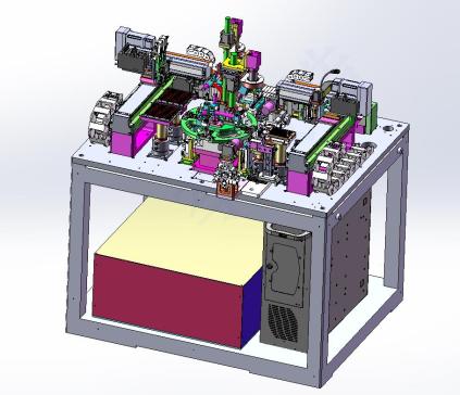 机械手自动上下料-四工位转盘-视觉检测自动点胶机