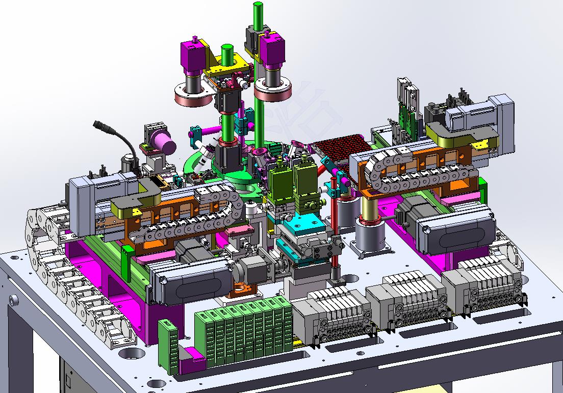 机械手自动上下料-四工位转盘-视觉检测自动点胶机