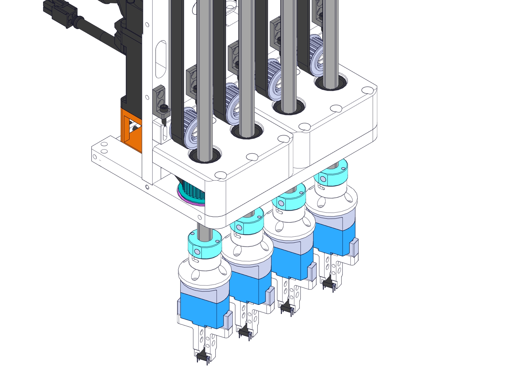 带视觉功能的四头插件机构