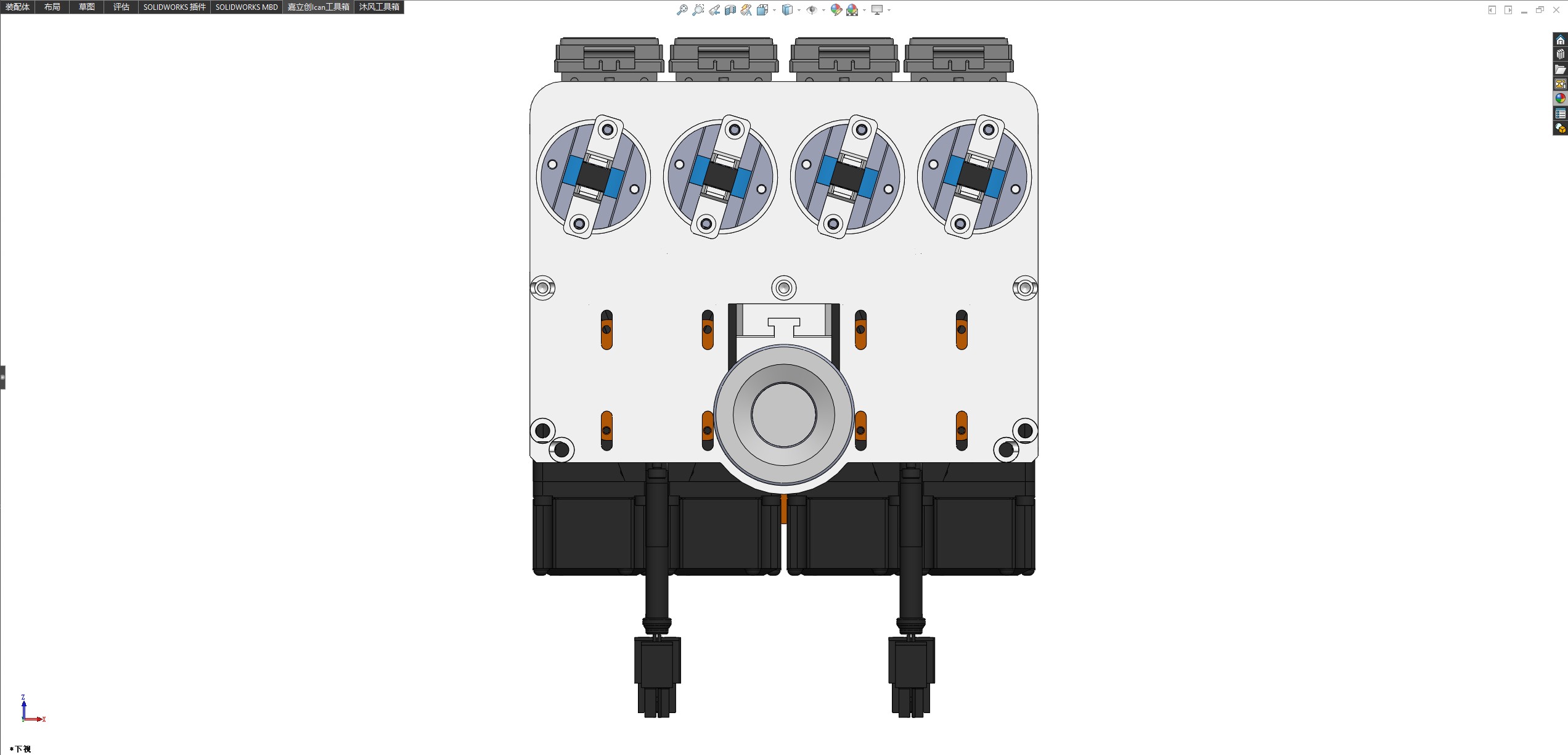 带视觉功能的四头插件机构