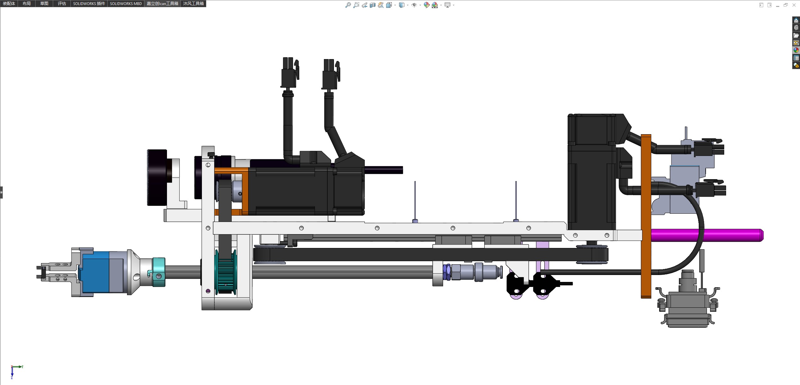 带视觉功能的四头插件机构