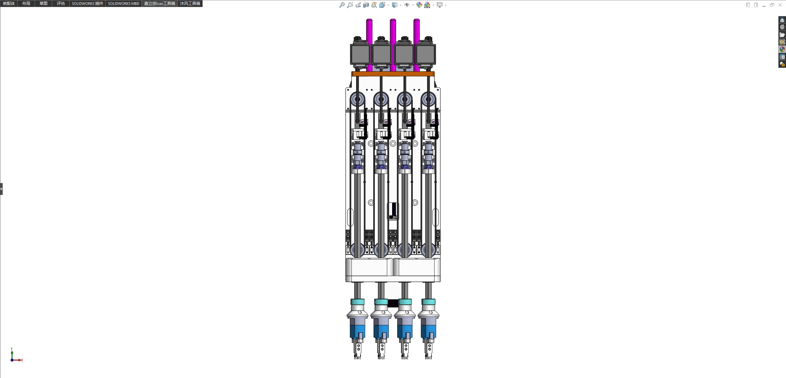 带视觉功能的四头插件机构