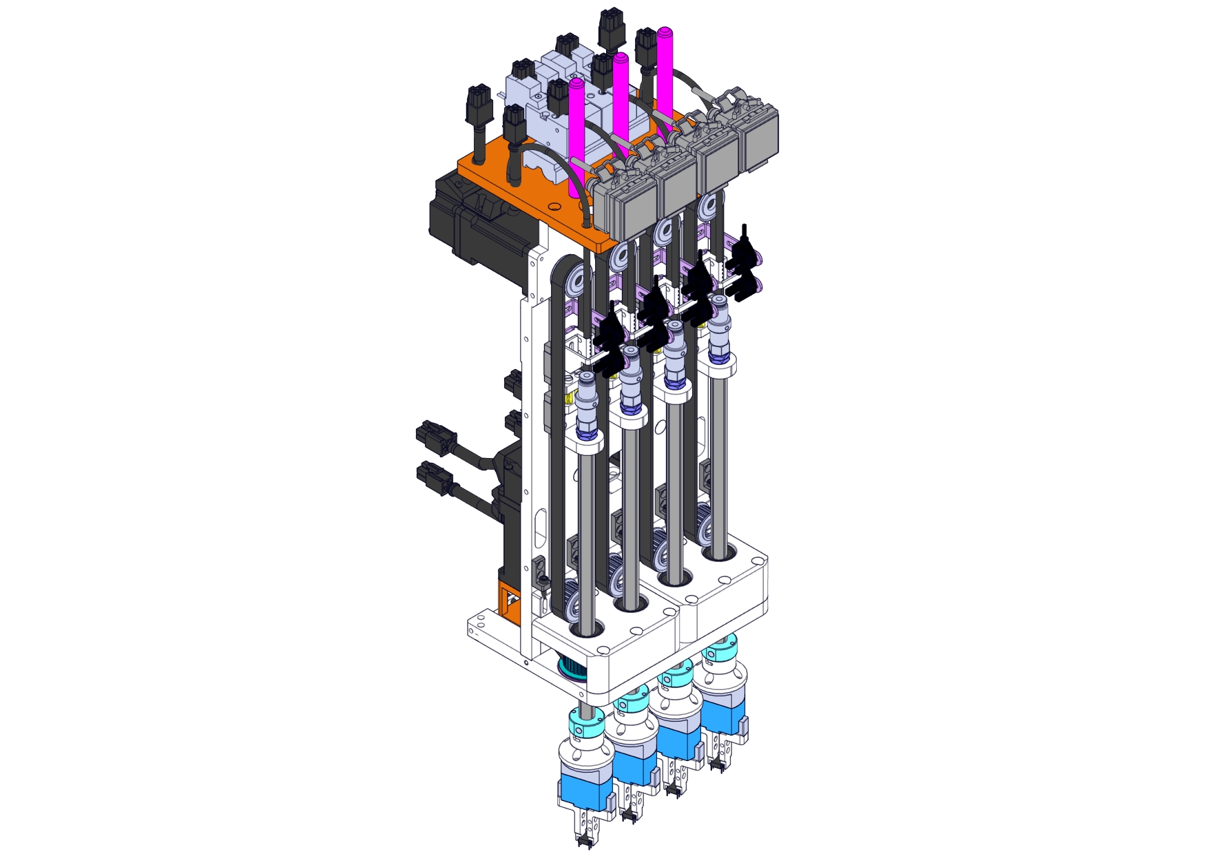 带视觉功能的四头插件机构