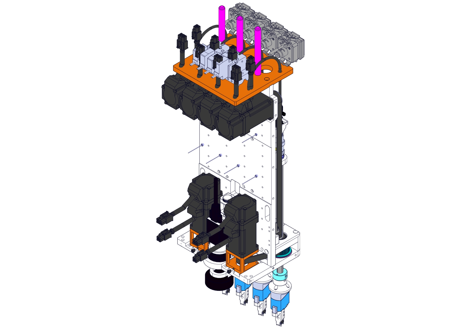 带视觉功能的四头插件机构