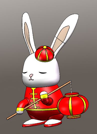 小兔子打灯笼3D模型