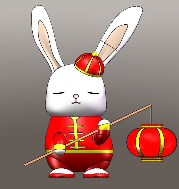 小兔子打灯笼3D模型