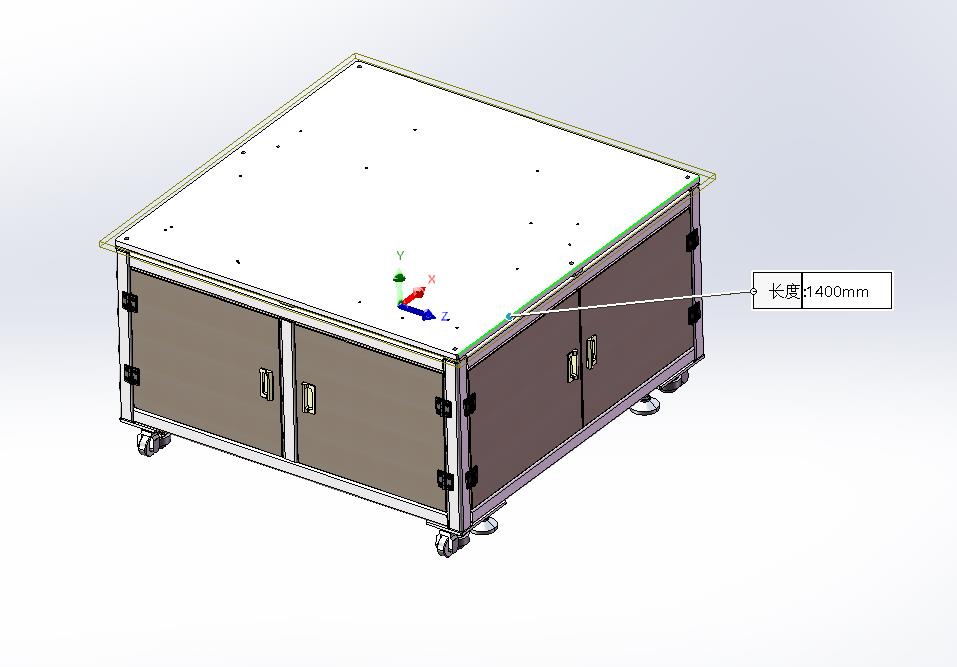 1.4x1.4m四开门可移动工作台-机架