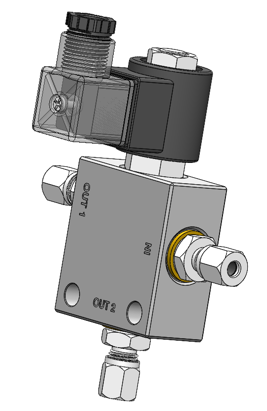 二通电磁阀块组件模型