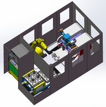 双层滑台来料叶轮打磨工作站