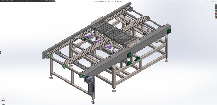 带阻挡顶升功能的三列链板输送机