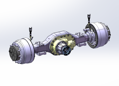 重型货车轮边减速驱动桥三维stp+二维CAD