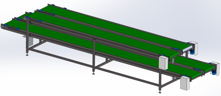 并排双层上下料皮带线