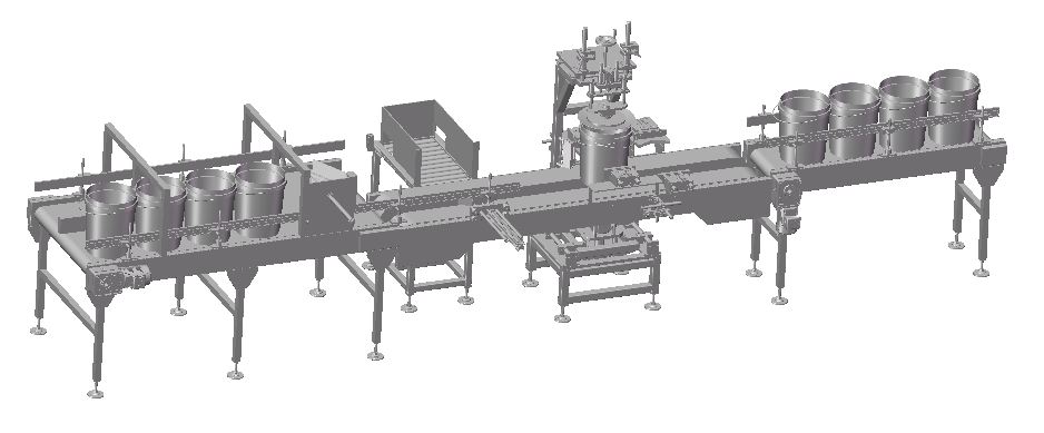 包装桶盖旋压贴标生产线