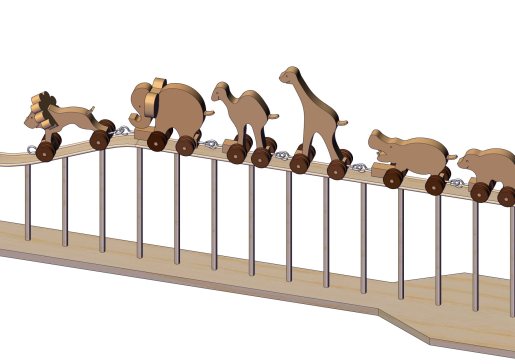 SolidWorks木质玩具动物过山车