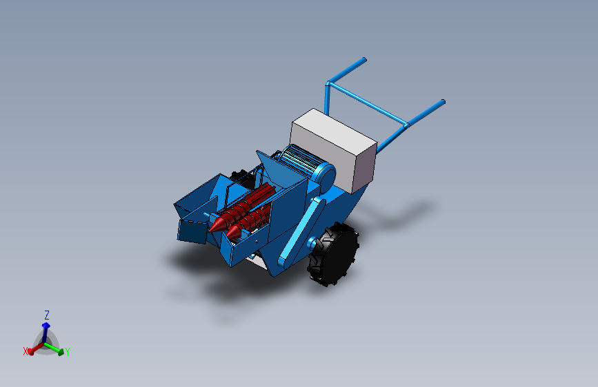 电动单行玉米收获机三维图