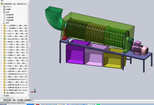 马铃薯滚动筛选设备3D+CAD+有限元+爆炸图