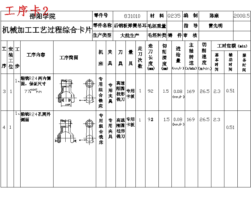 后钢板弹簧吊耳的钻Φ10.5孔夹具设计及加工工艺装备规程含4张CAD图