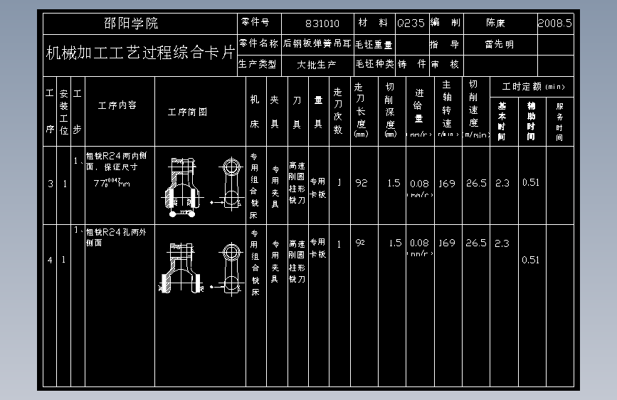 后钢板弹簧吊耳的钻Φ10.5孔夹具设计及加工工艺装备规程含4张CAD图