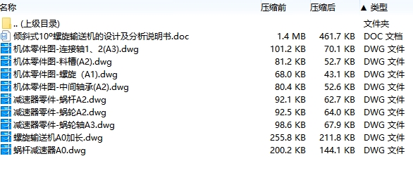 倾斜式10º螺旋输送机的设计及分析含9张CAD图